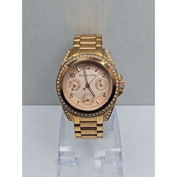 Michael Kors Accessories - Michael Kors Mini Blair MK5613 Rose Gold Glitz Bezel Multifunction New Battery
